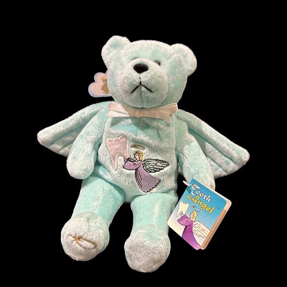 Vintage Holy Bears Tooth Angel Plush Bear, Mint Green Tooth Fairy Stuffed Animal - Picture 4 of 13